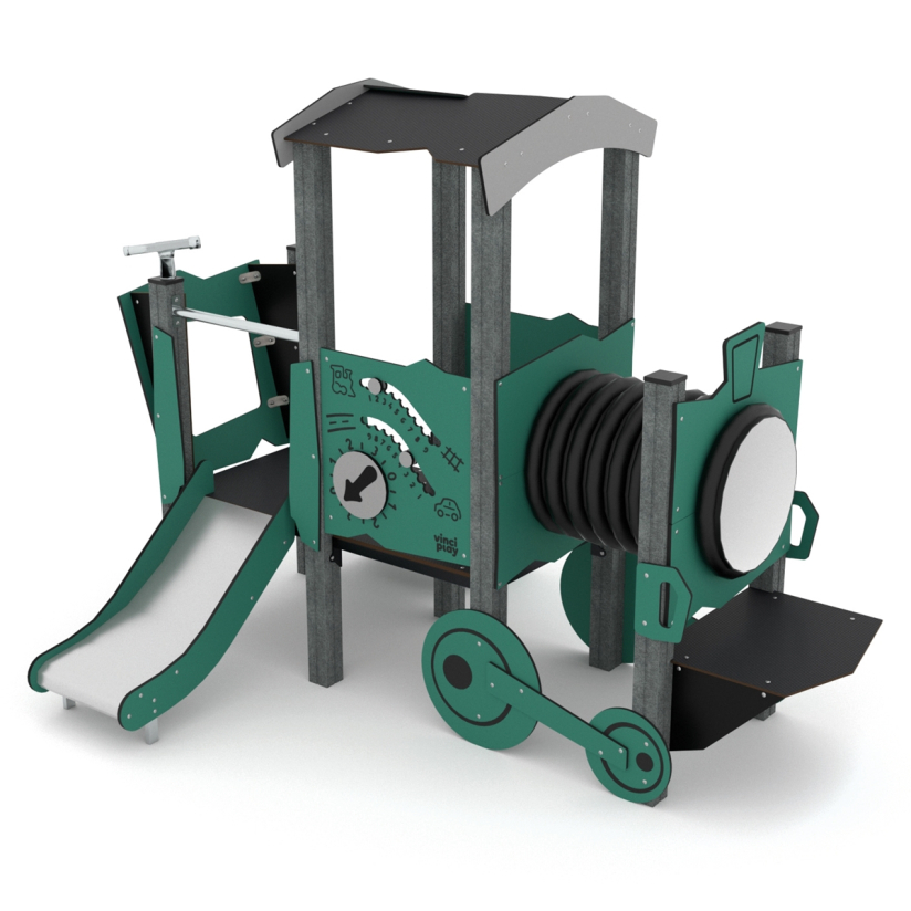 Speellocomotief in gerecycled materiaal