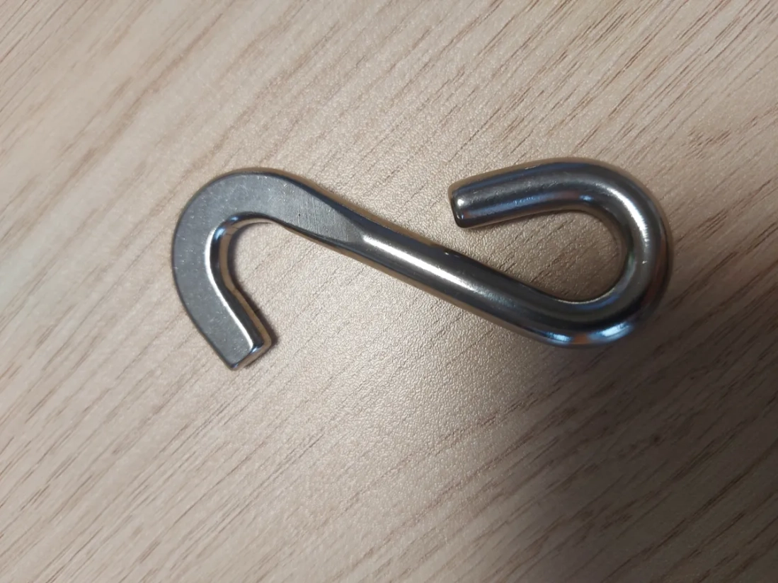 AISI 316 roestvrijstalen platte "S"-haak voor zwemlijn.