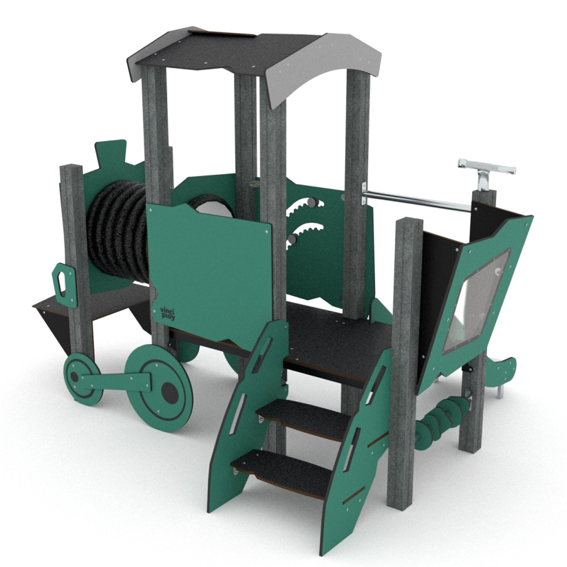 Speellocomotief in gerecycled materiaal