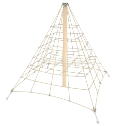 Piramide van touwen en hout